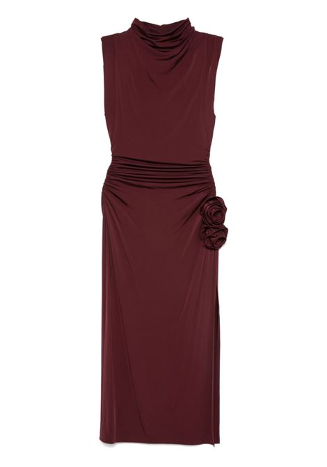 Burgundy draped roll-neck midi dress Magda butrym - women MAGDA BUTRYM | 235425BRD